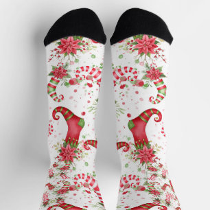 Christmas Santa socks and Christmas flower