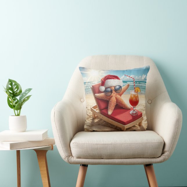 Christmas Santa Stafish On a Chaise Lounge Cushion (Chair)