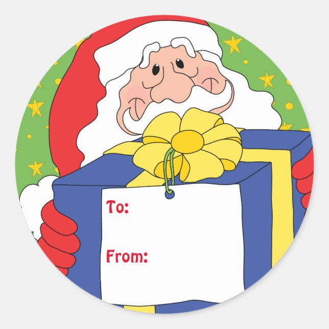 Christmas Santa Stickers. Personalise. Classic Round Sticker (Front)