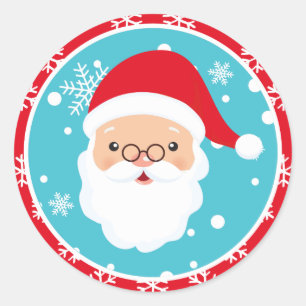 Christmas - Santa Stickers (Round)