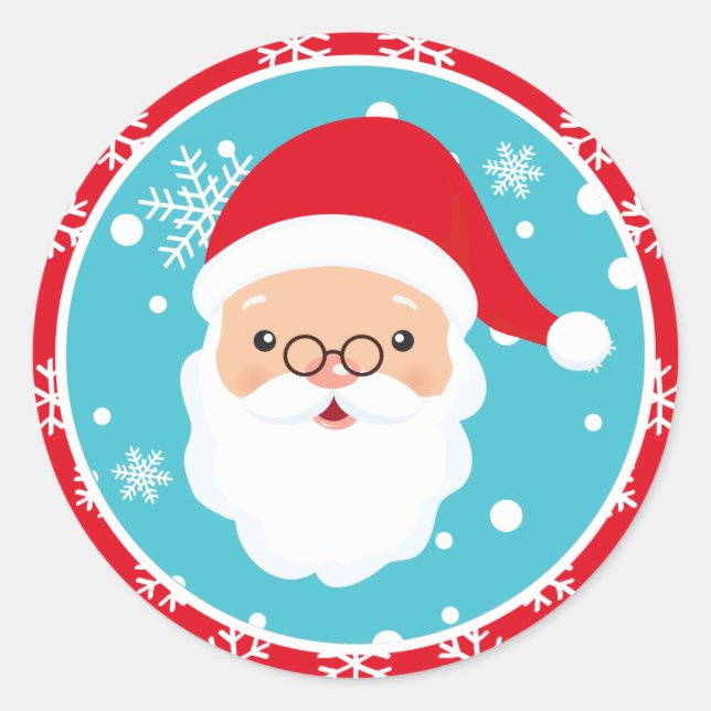Christmas - Santa Stickers (Round) (Front)