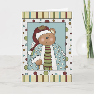 Christmas Santa Teddy Bear Greeting Card
