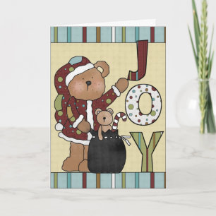 Christmas Santa Teddy Bear Joy Greeting Card