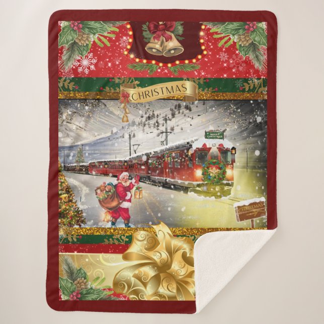 Christmas Santa Train Blanket (Front)