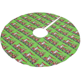Christmas Santa Train Holiday tree skirt