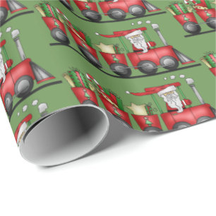 Christmas Santa Train pattern party wrap Wrapping Paper