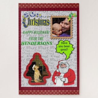 Christmas Santa & Tree Add Photos Large Jigsaw Puzzle