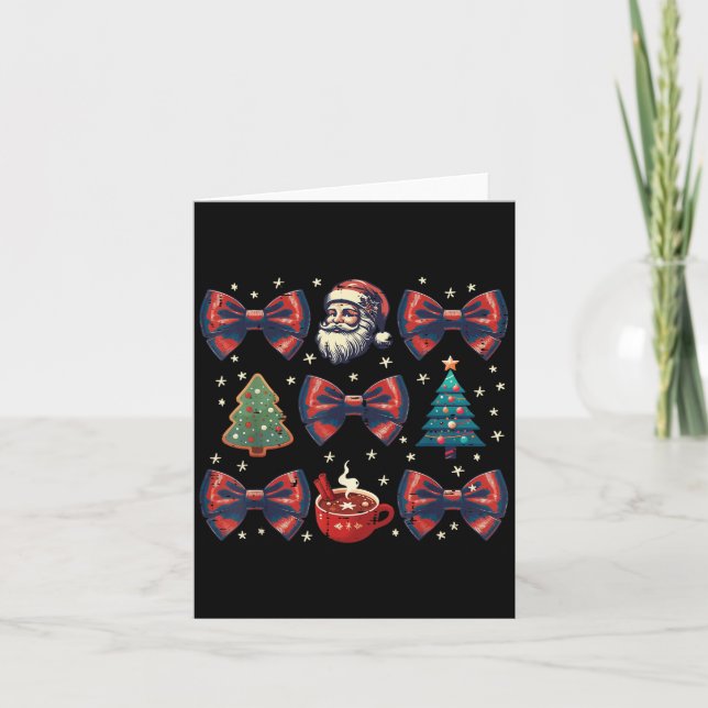 Christmas Santa Trees Coquette Bow Xmas Boys Kids  Card (Front)