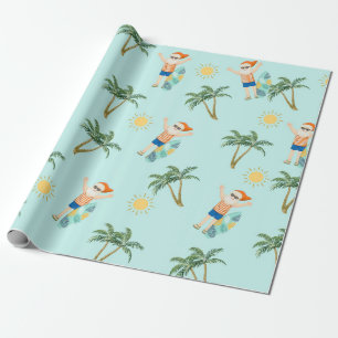 Christmas Santa Tropical Beach Summer Wrapping Paper