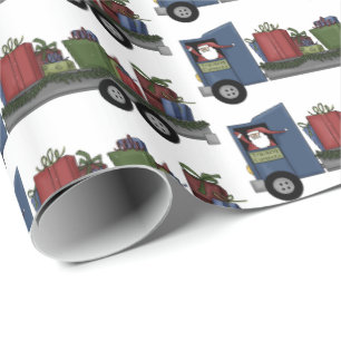 Christmas Santa truck driving Santa party wrap Wrapping Paper