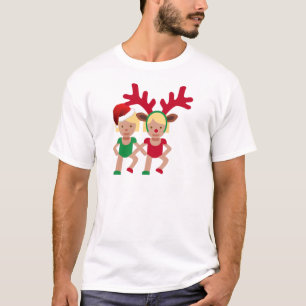 christmas santa twins emoji T-Shirt