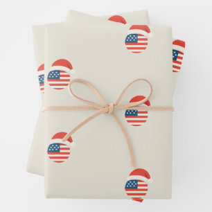 Christmas Santa US Flag Wrapping Paper
