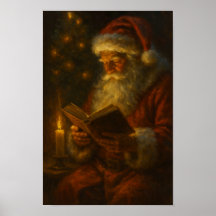 Christmas Santa Warm Candle light Poster Paper