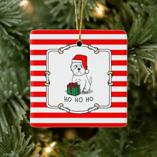 Christmas Santa West Highland White Terrier Westie Ceramic Ornament (Tree)