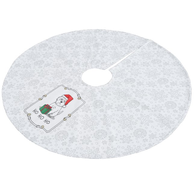 Christmas Santa West Highland White Terrier Westie Fleece Tree Skirt (Angled)