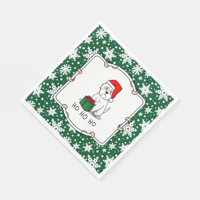 Christmas Santa West Highland White Terrier Westie Napkin (Corner)