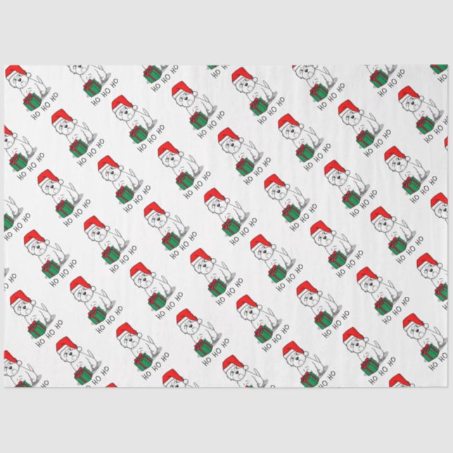 Christmas Santa West Highland White Terrier Westie Tissue Paper (Front)