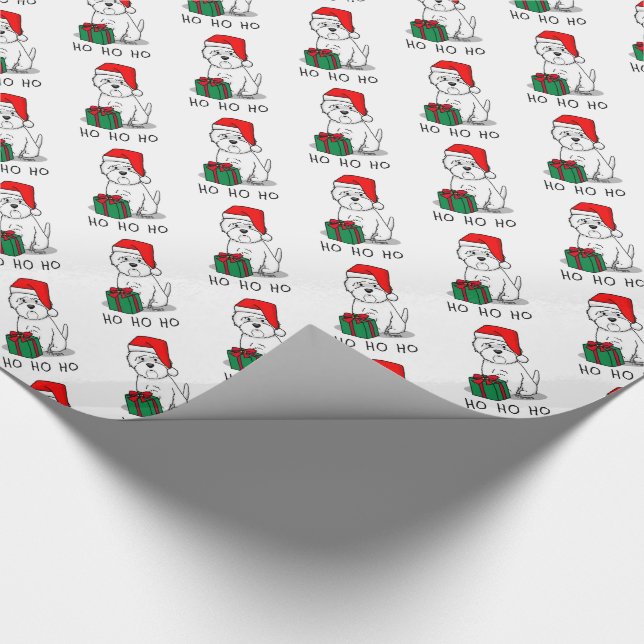 Christmas Santa West Highland White Terrier Westie Wrapping Paper (Corner)
