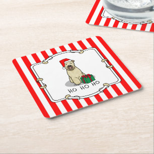 Christmas Santa Wheaten Terrier (wheaten 1b2) Cute Square Paper Coaster
