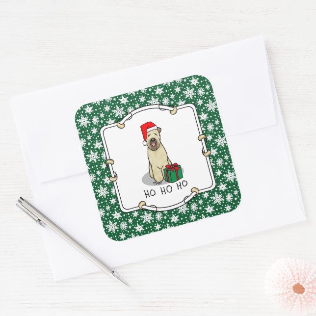 Christmas Santa Wheaten Terrier (wheaten 1b2) Cute Square Sticker (Envelope)