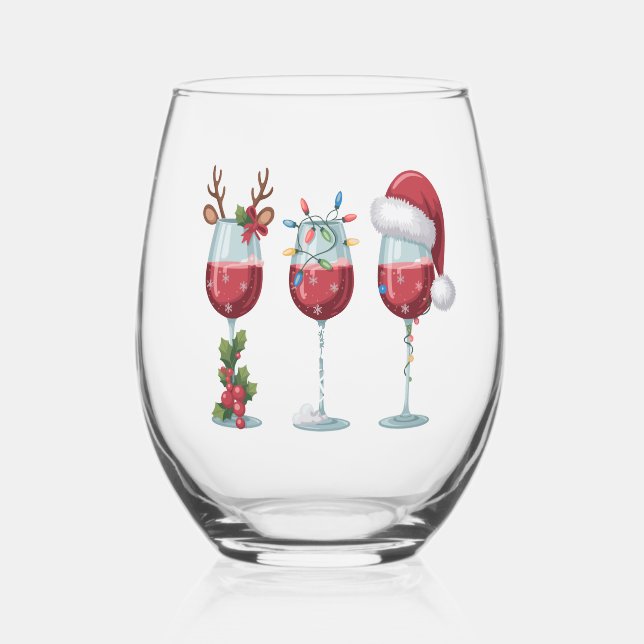 Christmas Santa Wine Glass Holiday Season Drinking (Back)