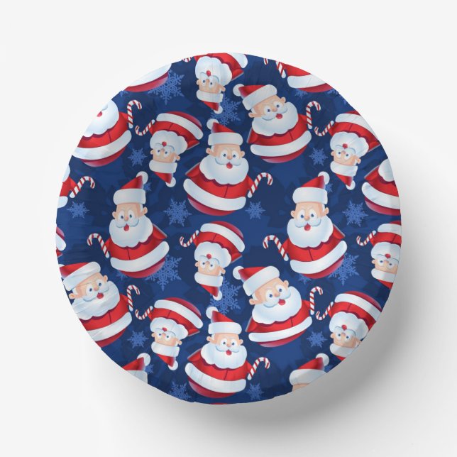 Christmas Santa with Candy Cane and Snowflakes  Paper Plate (Front)