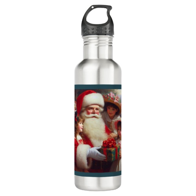 Christmas Santa with Children 1 710 Ml Water Bottle (Front)