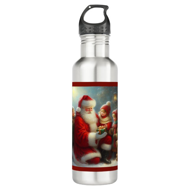 Christmas Santa with Children 2 710 Ml Water Bottle (Front)