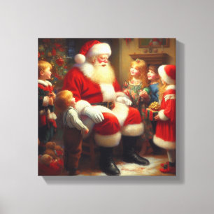 Christmas Santa with Children 3 Canvas Print