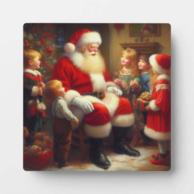 Christmas Santa with Children 3 Plaque (Front)
