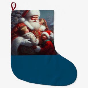Christmas Santa with Children 4 Large Christmas Stocking