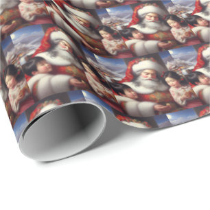 Christmas Santa with Children 5 Wrapping Paper