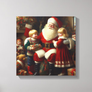 Christmas Santa with Children 6 Canvas Print