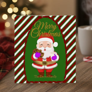 Christmas Santa With Cookies Flat Holiday Card