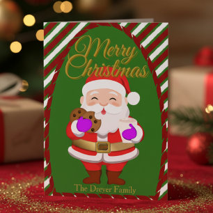 Christmas Santa With Cookies Folded Holiday Card