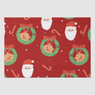Christmas Santa with Friends and Candy Canes Tissue Paper