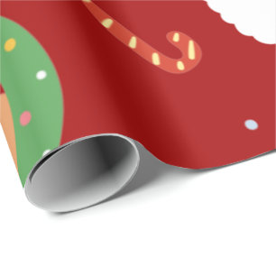Christmas Santa with Friends and Candy Canes Wrapping Paper
