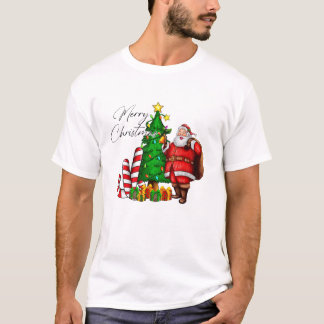Christmas Santa With Tree T-Shirt