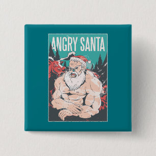 Christmas Santa Workout Man Gift For GYM Sportsman 15 Cm Square Badge