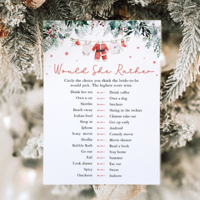 Christmas Santa Would She Rather Baby Shower Game Invitation (Creator Uploaded)