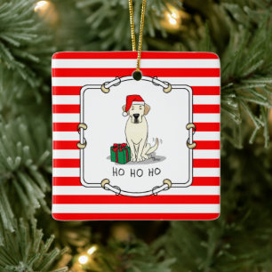 Christmas Santa Yellow Labrador Retriever Cute Ceramic Ornament