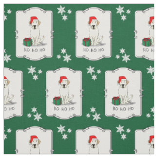 Christmas Santa Yellow Labrador Retriever Cute Fabric