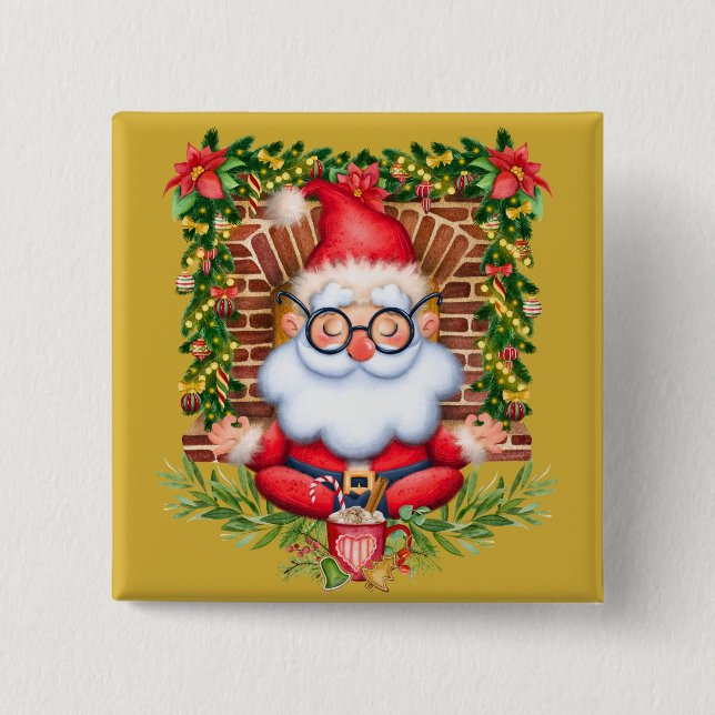 Christmas Santa Yoga Namaste Pose  15 Cm Square Badge (Front)