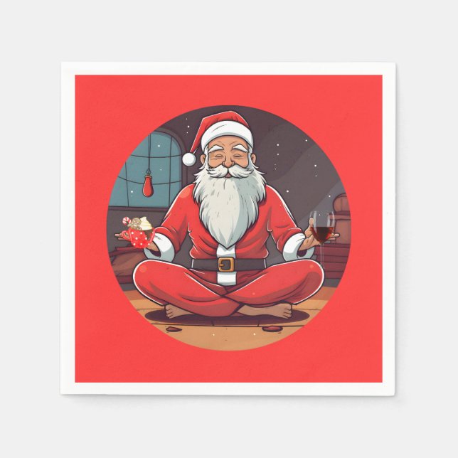 Christmas Santa Yoga Pose  Napkin (Front)