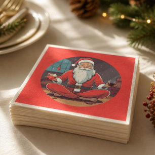 Christmas Santa Yoga Pose  Napkin