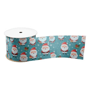 Christmas Santas and Snowflakes Satin Ribbon