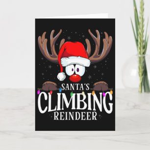 Christmas Santa's Climbing Reindeer Matching X-mas Card