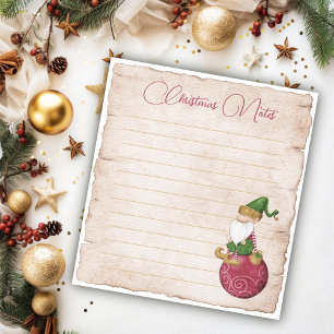 Christmas Santa's Elf on Ornament  Notepad
