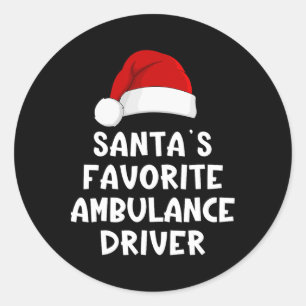 Christmas Santa's Favorite Ambulance Driver Funny Classic Round Sticker