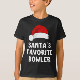 Christmas Santa's Favorite Bowler Funny Xmas Bowli T-Shirt